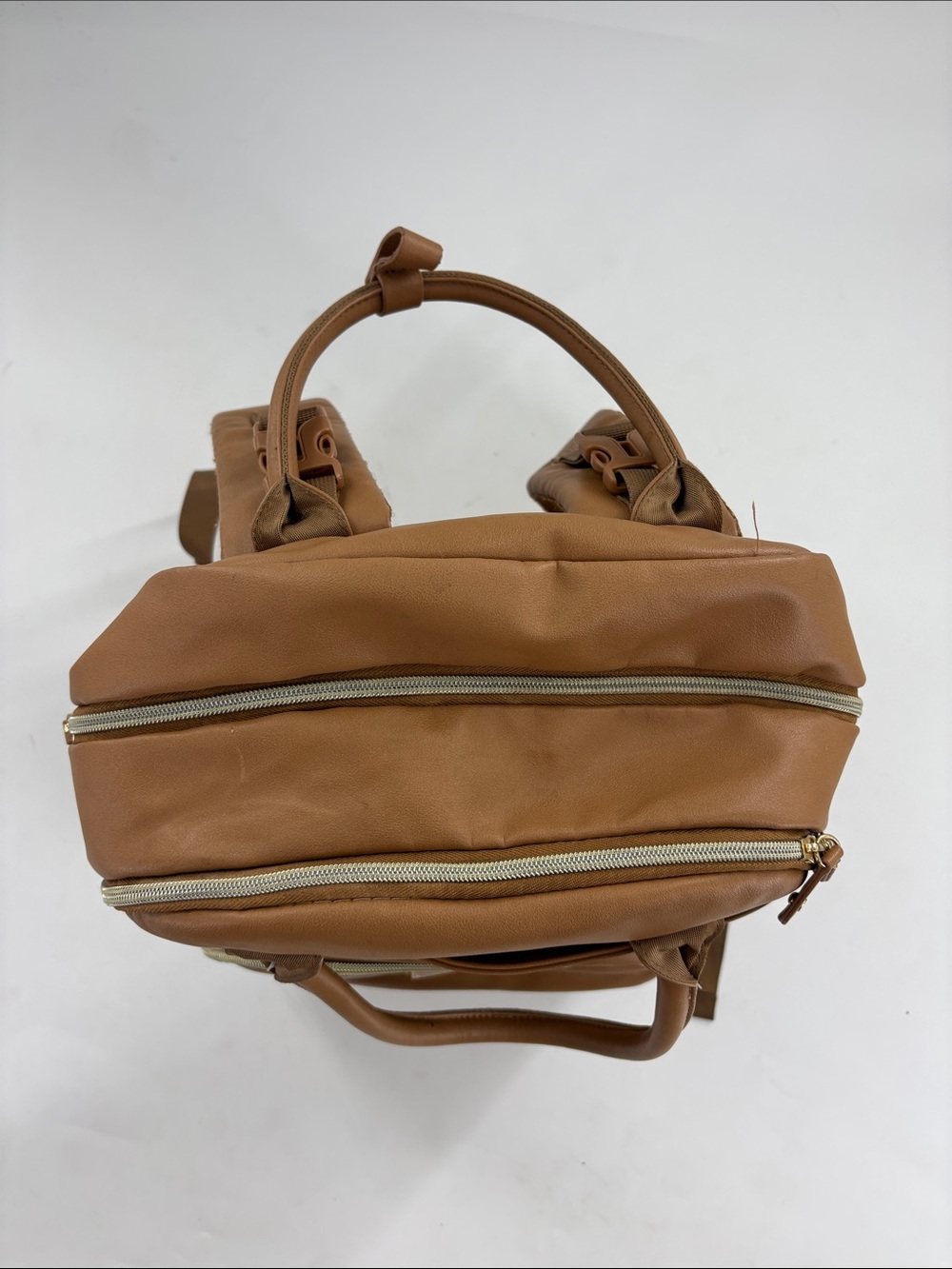 BabbleRoo Vegan Tan Leather Diaper Bag Backpack - Baby - Picture 2 of 5